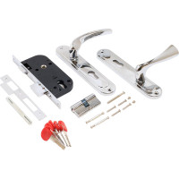 Врезной замок БУЛАТ ЗВ4-1.70.03.04 НОМОС (хром; 5 перфоключей; с ручками) 13976