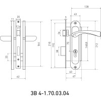 Врезной замок БУЛАТ ЗВ4-1.70.03.04 НОМОС (хром; 5 перфоключей; с ручками) 13976