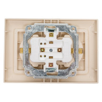 Розетка Intro Solo с заземлением двойная 2x2P+E Schuko, 16А-250В, IP20, СУ, слоновая кость, Б0053675