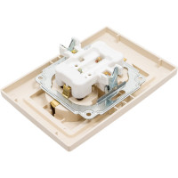 Розетка Intro Solo с заземлением двойная 2x2P+E Schuko, 16А-250В, IP20, СУ, слоновая кость, Б0053675