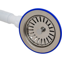 Перелив для мойки Unicorn 3 1/2" 112 мм с нерж. сеткой прямоуг.винт, шток, ручка-пластик E155P