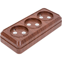 Розетка Intro Quadro 2-205-10 без заземления трехместная 3x2P, 16А-250В, IP20, открытая установка, венге, Б0053815