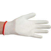 Нейлоновые перчатки с полиуретановым покрытием S. GLOVES KREZ белые, размер 06 31613-06