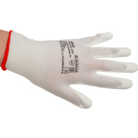 Нейлоновые перчатки с полиуретановым покрытием S. GLOVES KREZ белые, размер 06 31613-06