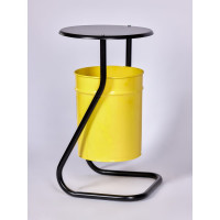 Уличная урна ПРОФМЕТСТИЛЬ металл, желтая, с крышкой 501