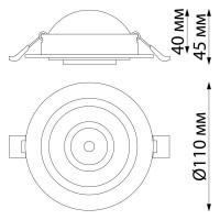 Встраиваемый светодиодный светильник NOVOTECH LED, 9W, GESSO 358816