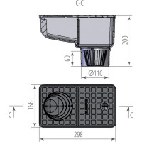 Кровельный ливнеприемник Aquastok с вертикальным патрубком, черный, 300x165x200 A15 (6167ч) 549090