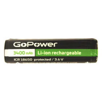 Аккумулятор GoPower Li-ion 18650 (Pan. NCR18650B) BL1 3.6V 3400mAh с защитой высокий контакт 00-00015350