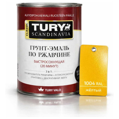 Грунт-эмаль по ржавчине 3 в 1 TURY МС-102 (жёлтая RAL 1004; 11 кг) T1-00007177