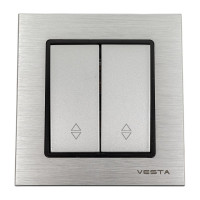 Выключатель Metronex Electric Exclusive Silver Metallic реверсивный двуклавишный FVK050307SER