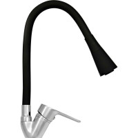 Смеситель для мойки Juguni одноручный, с гибким изливом, 2 режима (черный), гайка 0402.146