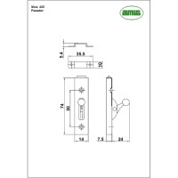 Задвижка Amig нижняя, покрытие никель 425-75 NI