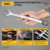 Набор комбинированных гаечных ключей DELI 6-24мм/12шт DL130012A Сталь 40Cr, чехол из ткани oxford 98321