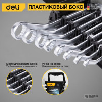 Набор накидных изогнутых гаечных ключей DELI 6-22мм 8 шт. высокоуглеродистая сталь, пластиковый кейс DL150008A 98320