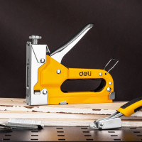 Строительный мебельный степлер DELI металлический с регулировкой + антистеплер DL238105 с набором скоб в кейсе (Тип «П» 4-14мм, «U» 10-12мм и «T» 10-14мм по 2000шт каждых) 98418