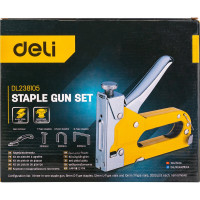 Строительный мебельный степлер DELI металлический с регулировкой + антистеплер DL238105 с набором скоб в кейсе (Тип «П» 4-14мм, «U» 10-12мм и «T» 10-14мм по 2000шт каждых) 98418