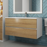Тумба под раковину для ванной uperwood Barsa 100 см, подвесная, белая/дуб сонома 293020533