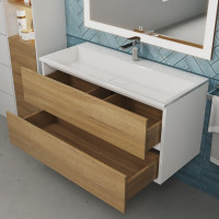 Тумба под раковину для ванной uperwood Barsa 100 см, подвесная, белая/дуб сонома 293020533