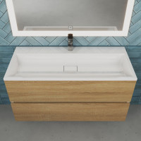 Тумба под раковину для ванной uperwood Barsa 100 см, подвесная, белая/дуб сонома 293020533