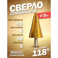 Сверло ступенчатое Rockforce TIN HSS 4241, в блистере RF-44743(49323)