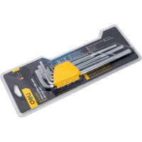 Набор сверхдлинных шестигранных ключей DELI dl3089 1,5-10 мм, материал Cr-V, 9 шт. 104478