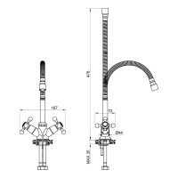 Смеситель для кухни с гибким изливом OLIVE'S girona 01435GR