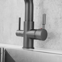 Смеситель для кухни ROSE с подключением к фильтру питьевой воды, темно-серый R658Y