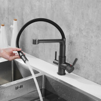 Смеситель для кухни ROSE с подключением к фильтру питьевой воды, темно-серый R658Y