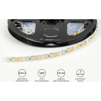 Светодиодная лента OGM 12В, 9,6Вт/м, smd2835, 120д/м, ip20, 7лм/чип, подложка 8мм, 5м, 3000к. / LSE-256