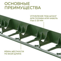 Садовый бордюр ГеоПластБорд h 4.5 см 8 метров + 24 колышка h 24 см цвет зелёный GPB45.08.24.Gr