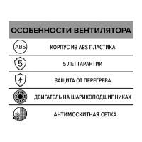 Осевой вытяжной вентилятор с круглой решеткой ERA Flow 5 ВВ D125 88-240