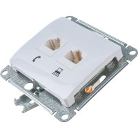 Механизм розетки Systeme Electric компьютерная + телефонная 2-м СП Glossa RJ11 + RJ45 белый GSL000185