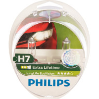 Автолампа, 2 шт. PHILIPS H7 55 PX26d LONG LIFE ECO VISION 12V ,1,5 12972LLECOS2