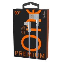 Кабель PERFEO USB2.0 A вилка - Micro USB вилка угловой серый длина 1 м. бокс U4805 30 013 258