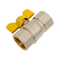 Шаровой кран для газа Tiemme Tornado ВВ, 1", желтая бабочка 2390010