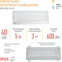 Аварийный светодиодный светильник ЭРА DPA301065, 40LED, 3ч Б0044405