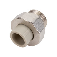 Муфта комбинированная разъемная с наружной резьбой VALFEX PP-R серая, 20 мм х1" 10156125Г 127-0343