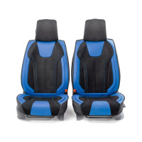 Каркасные 3D накидки на передние сиденья CarPerformance 2 шт., экокожа и алькантара CUS-3034 BK/BL