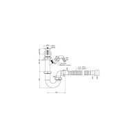 Прямоточный сифон ORIO 1 1/2x40, с одним отводом, с гибкой трубой 40-40/50 S-41059
