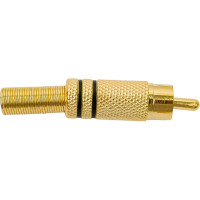 Разъем RCA штекер Pro Legend металл на кабель, пайка, красный и черный 2 полосы, Gold PL2157