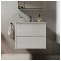 Подвесная тумба Sancos Libra 590x450x500, c двумя ящиками оснащенными доводчиками, белый глянец, арт. LB60W