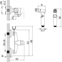 Смеситель с гигиеническим душем Lemark Pramen LM3318BL