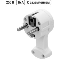 Круглая плоская вилка TDM ELECTRIC с кольцом белая 16а 250в SQ1806-0195