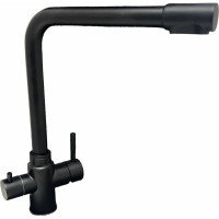 Смеситель для кухни OUTE черный, однорычажный, с отдельным выходом под фильтр. излив: поворотный, на гайке, гибкая подводка 1/2. материал: нержавеющая сталь sus 304 T60303BK-300