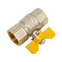 Шаровой кран для газа Tiemme Tornado ВВ, 1", желтая бабочка 2390010