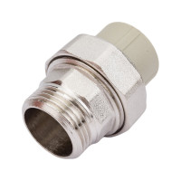 Муфта комбинированная разъемная с наружной резьбой VALFEX PP-R серая, 20 мм х3/4" 10156120Г 127-0342