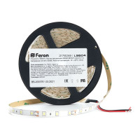 Cветодиодная лента FERON LS604, 60SMD(2835)/м, 4.8Вт/м, 5м, IP65, 12V, 6500К  27638