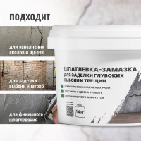 Шпатлевка-замазка для заделки глубоких выбоин и трещин PROSEPT Plastix 1,4 кг 082-1