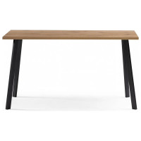 Деревянный стол Woodville Тринити Лофт 140 25 мм, дуб вотан/черный матовый 489624