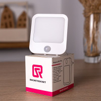 Светодиодный ночник ROCKETSOCKET с датчиком движения квадратный, Вкл/Выкл/Авто, регулировка яркости, теплый белый свет, 1.0Вт, Белый RS-791B